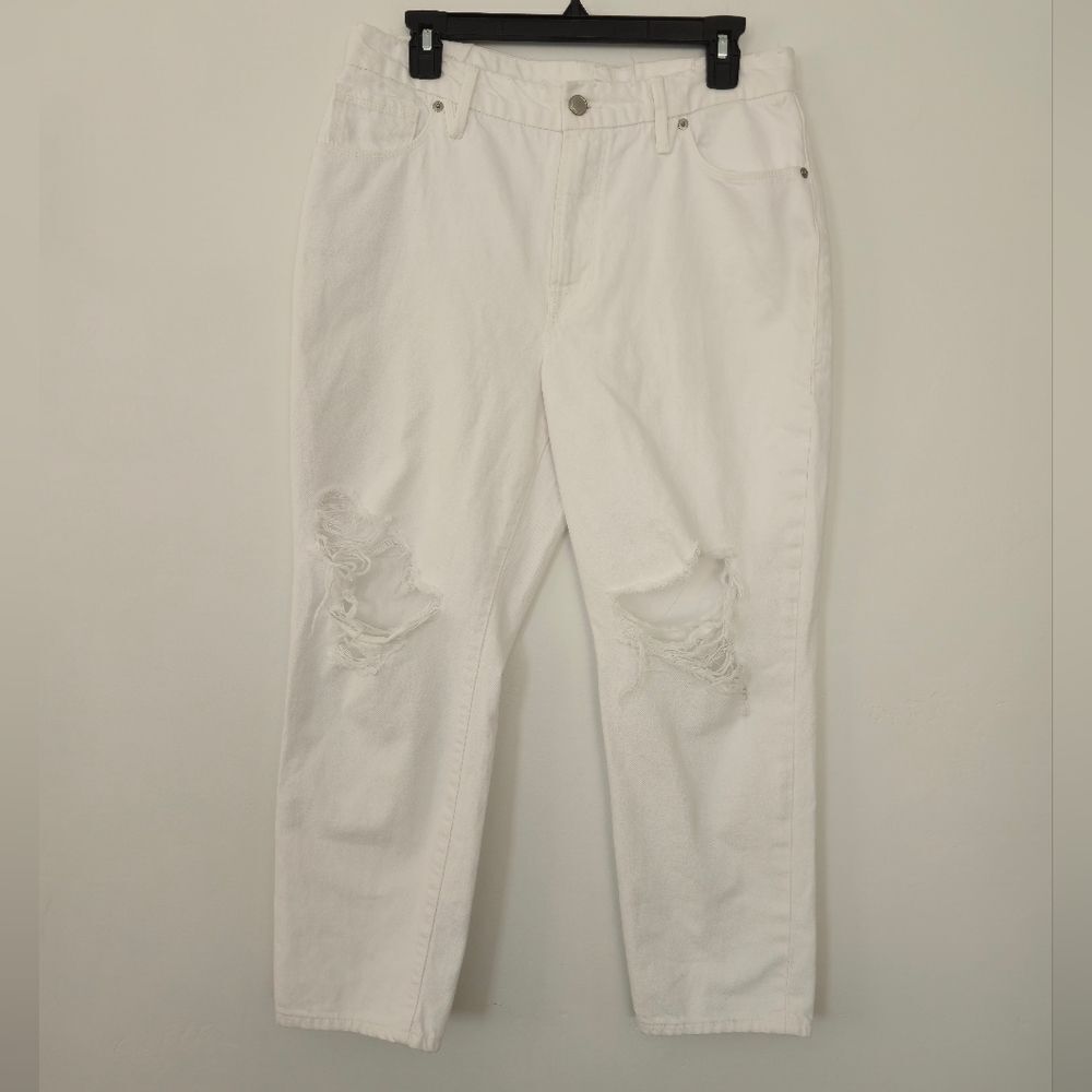 Good American Good 90'S Duster Natural Fray Jeans White 8/29 NWT